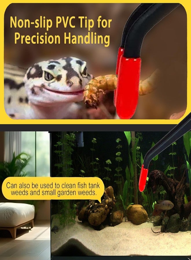 Repticircle 2 Pcs Reptile Feeding Tongs - Stainless Steel Aquarium Tweezers with Rubber Tips, Straight & Curved Long Handle for Bearded Dragons, Lizards, Snakes, Spiders & Terrarium Feeding - Image 5